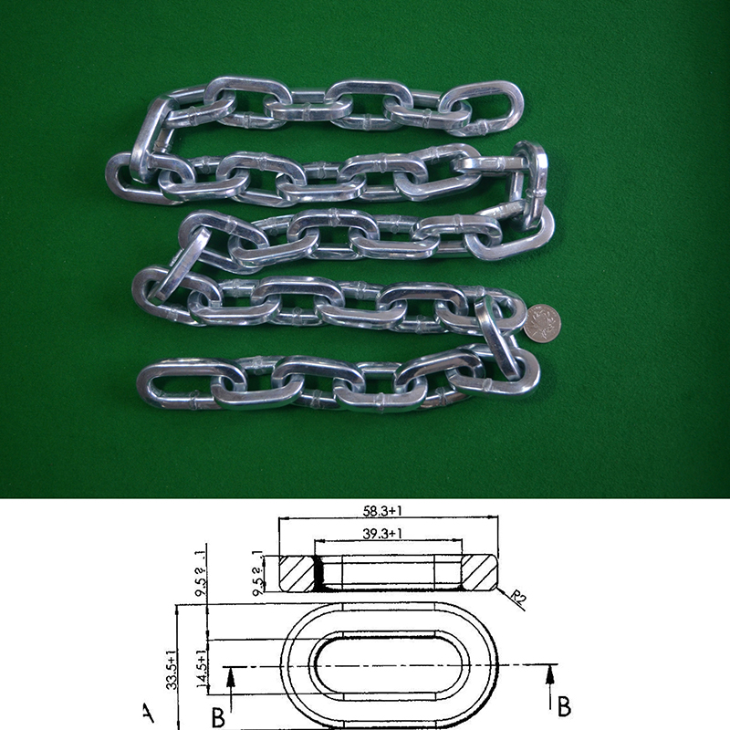 Rantai Keluli Aloi Persegi 9.5mm (Penyaduran Zink Mesra alam)